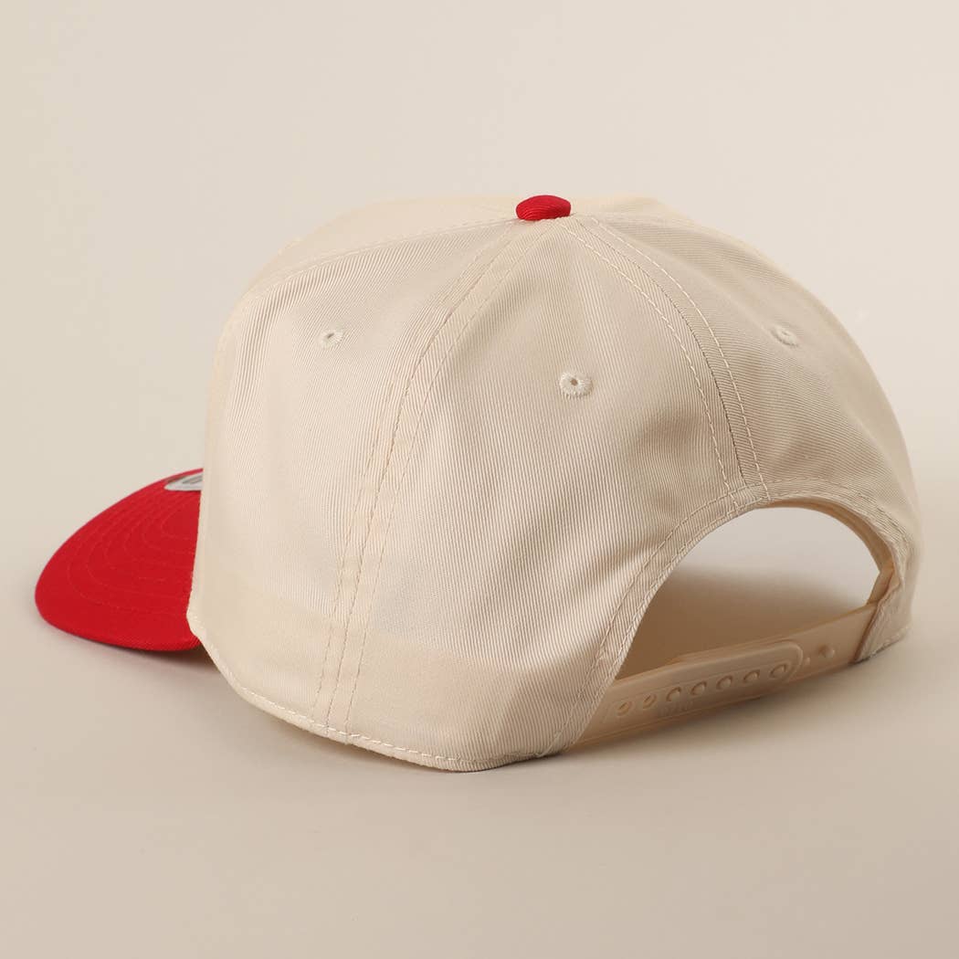USA Typography Embroidery Two-Tone Trucker Hat : RED/NATL / One Size