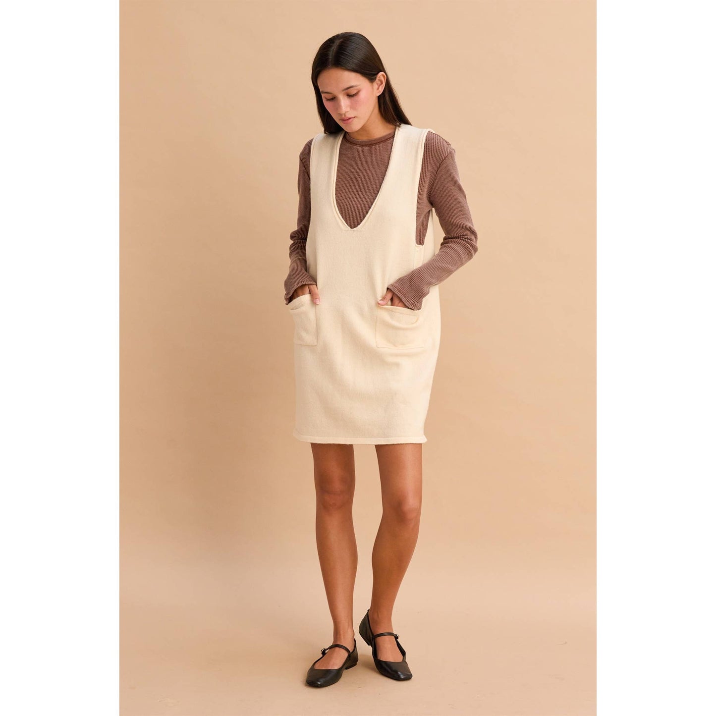 V Neck Sleeveless Knit Dress