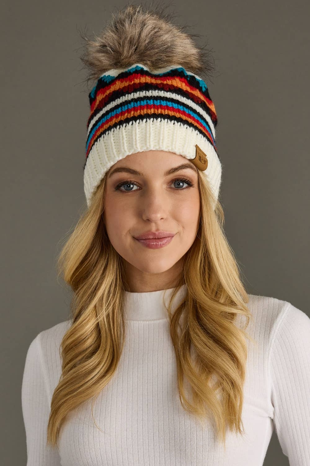Patterned Pom Hat