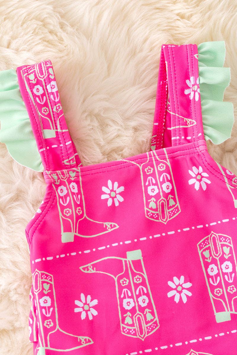 Fuchsia boot swimsuit