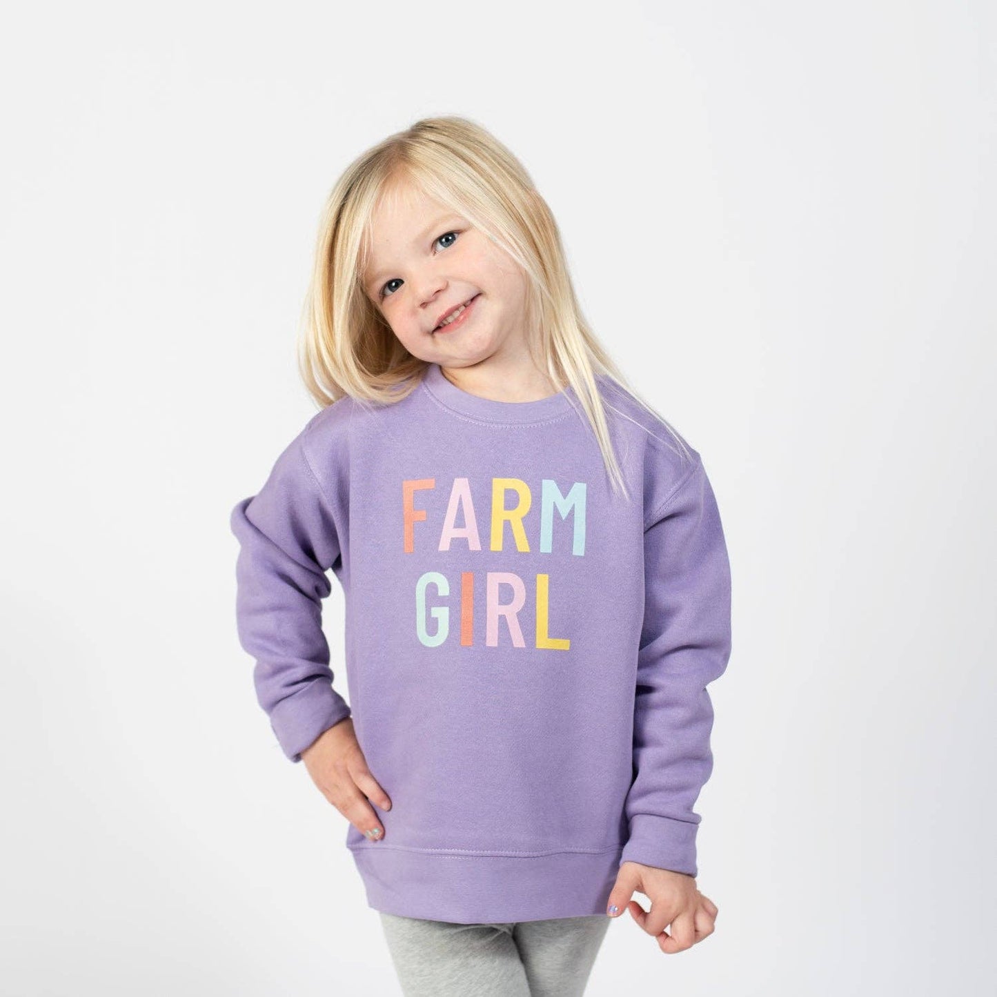 Western Purple ‘Farm Girl’ Graphic Crewneck - Toddler: 4T