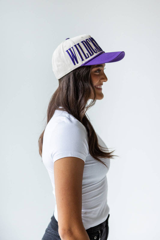 K-State Saturday Stretch Canvas Trucker Hat: PURPLEIVORY / O