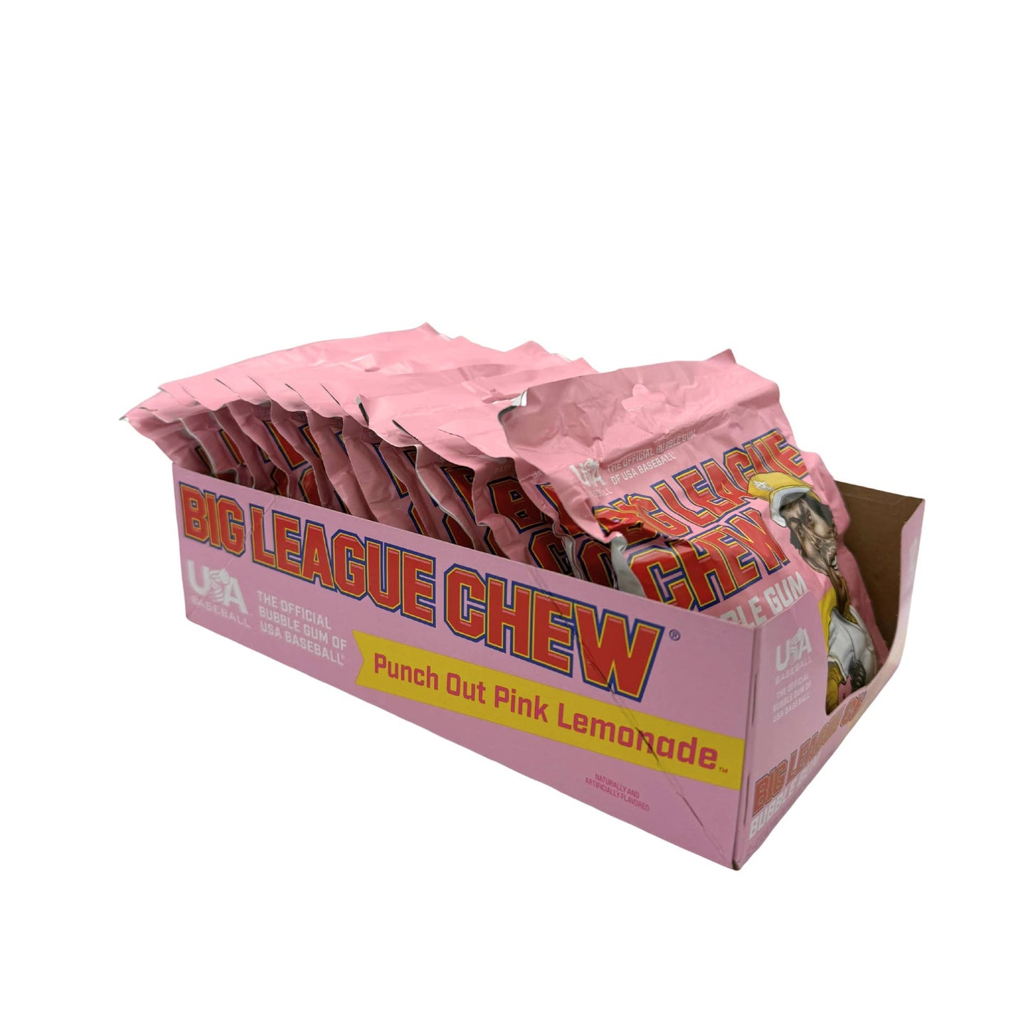 Big League Chew Punch Out Pink Lemonade Gum, 12ct Pouches
