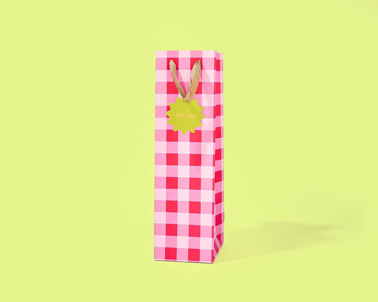 Red + Pink Gingham Gift Bag