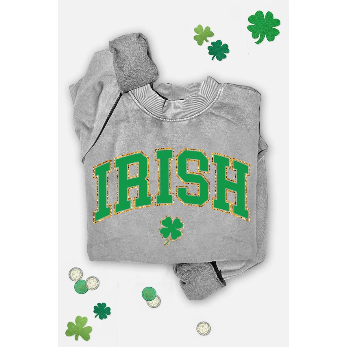 IRISH GOLD FOIL MINERAL GRAPHIC SWEATSHIRTS: MINERAL DUSTY GREEN