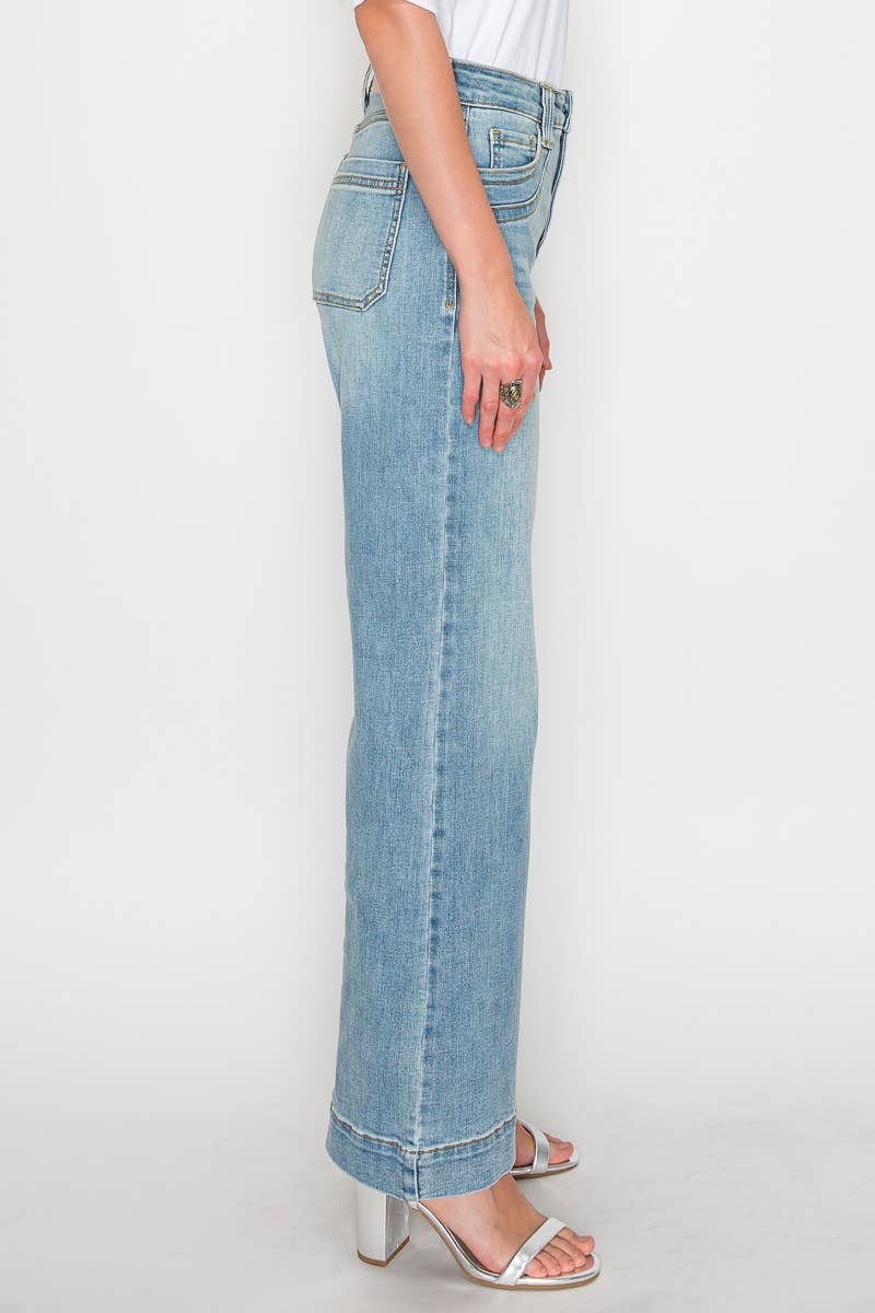 TUMMY CONTROL HIGH RISE A LINE WIDE LEG JEAN