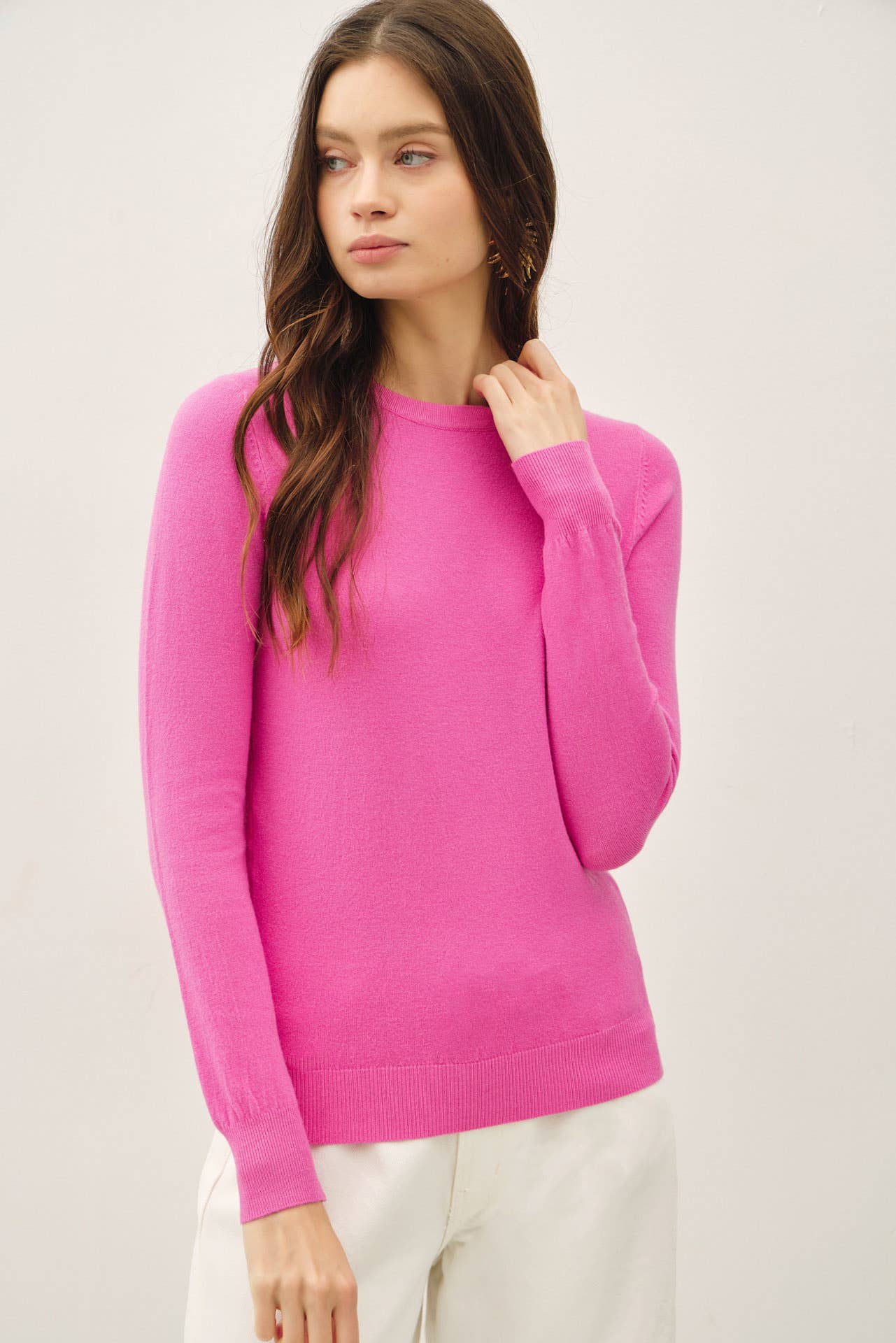 VISCOSE SOFT KNIT IVORY SWEATER