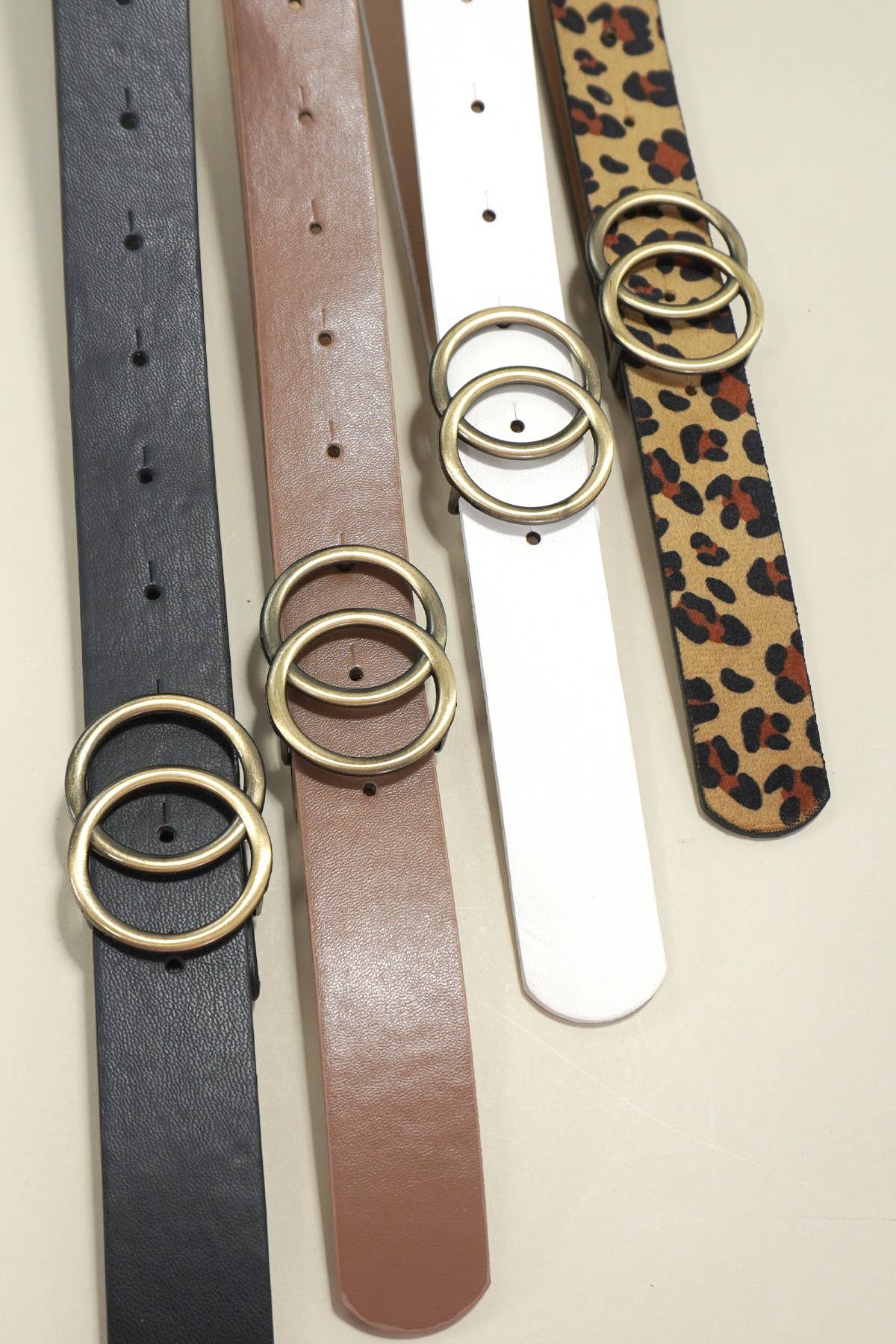DOUBLE O BUCKLE FAUX LEATHER BELT: Leopard