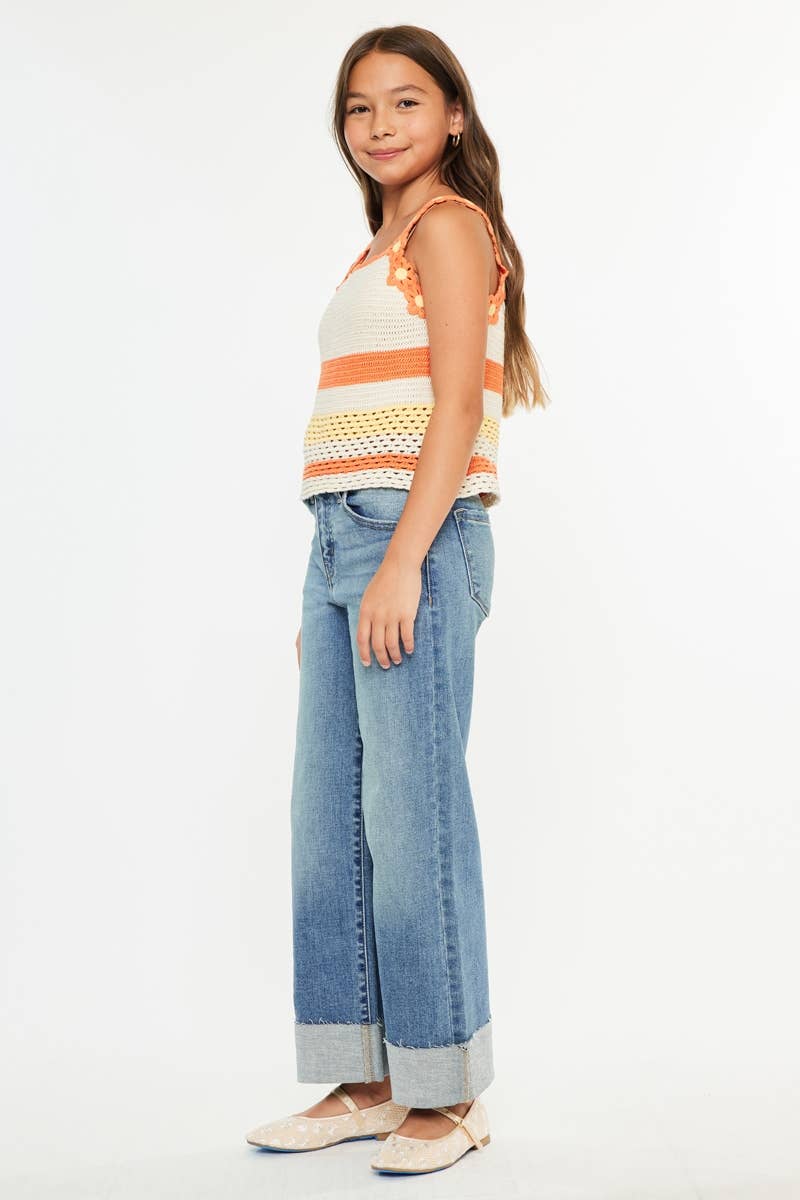 Kan Can Youth HIGH RISE CROP WIDE LEG JEANS