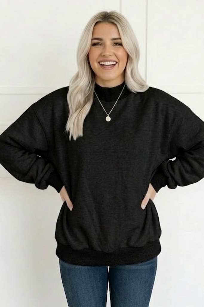 *REVERSIBLE* MOCKNECK SWEATSHIRTS: Ivory / LG
