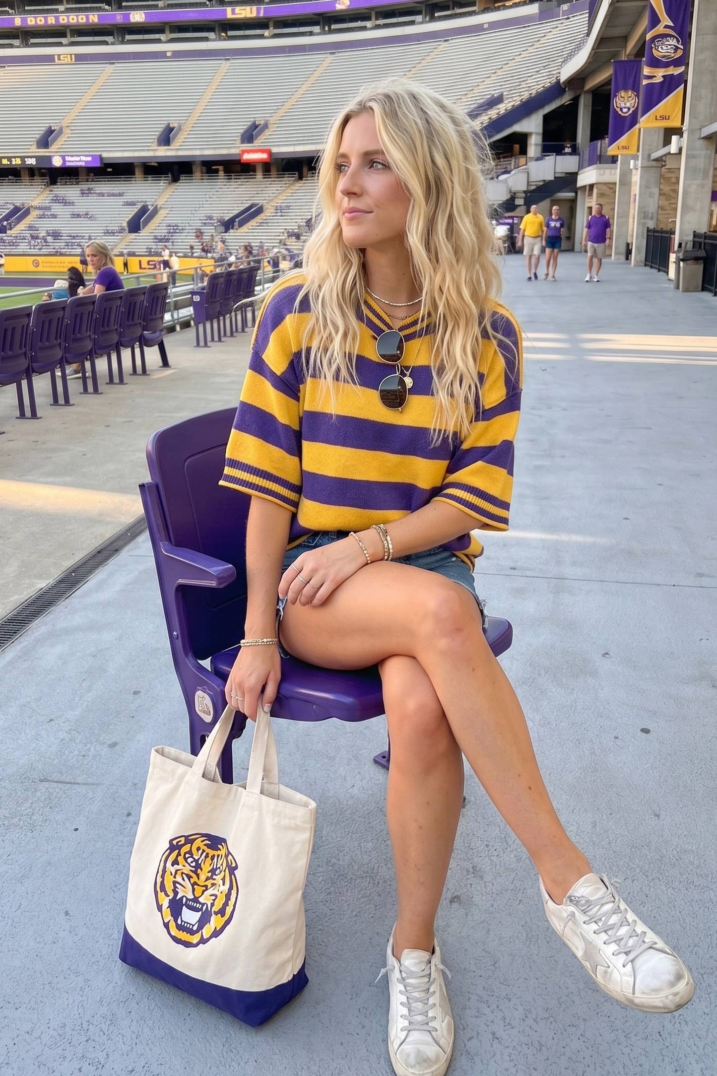 Gameday Stripe Knit Oversized Top: RED/WHITE / L