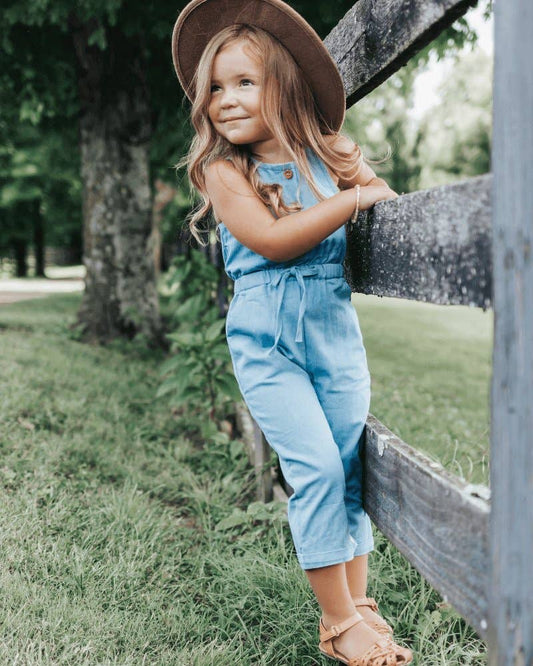 Ari Button Front Denim Jumpsuit