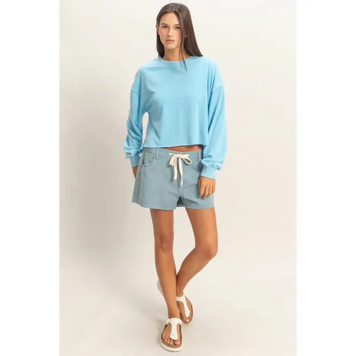 Cropped Mineral Wash Sweatshirt