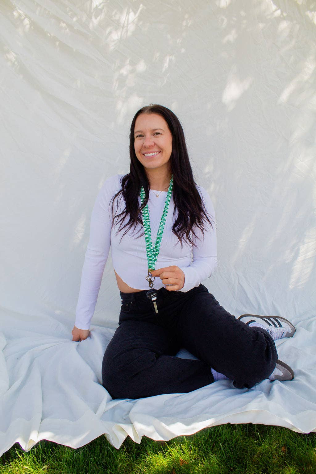 Kelly Green Checkered Lanyard