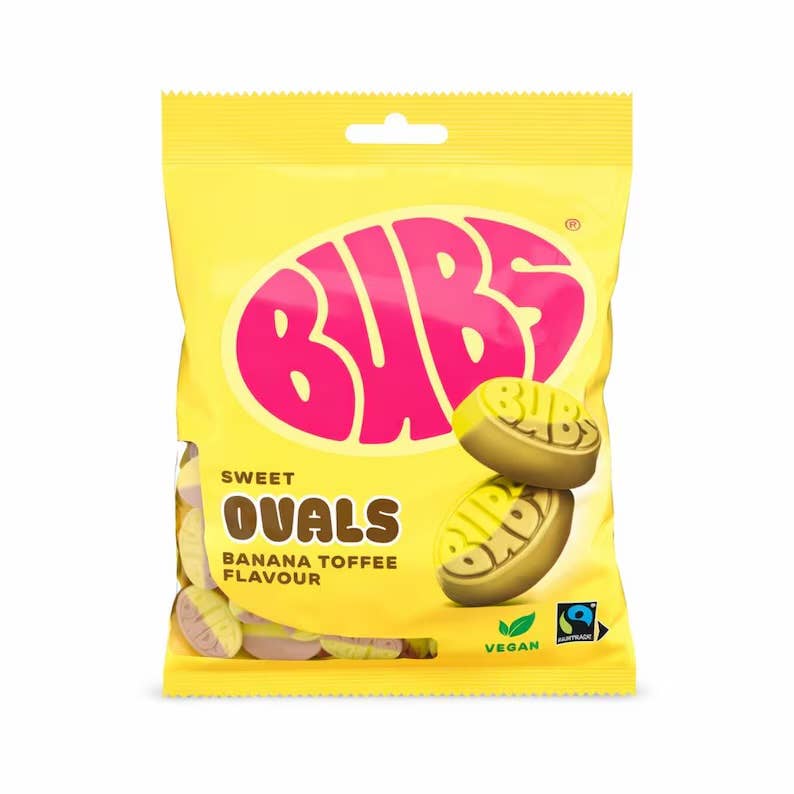 Bubs Swedish Candy Goody Banana Toffee Ovals 12 Pack Case