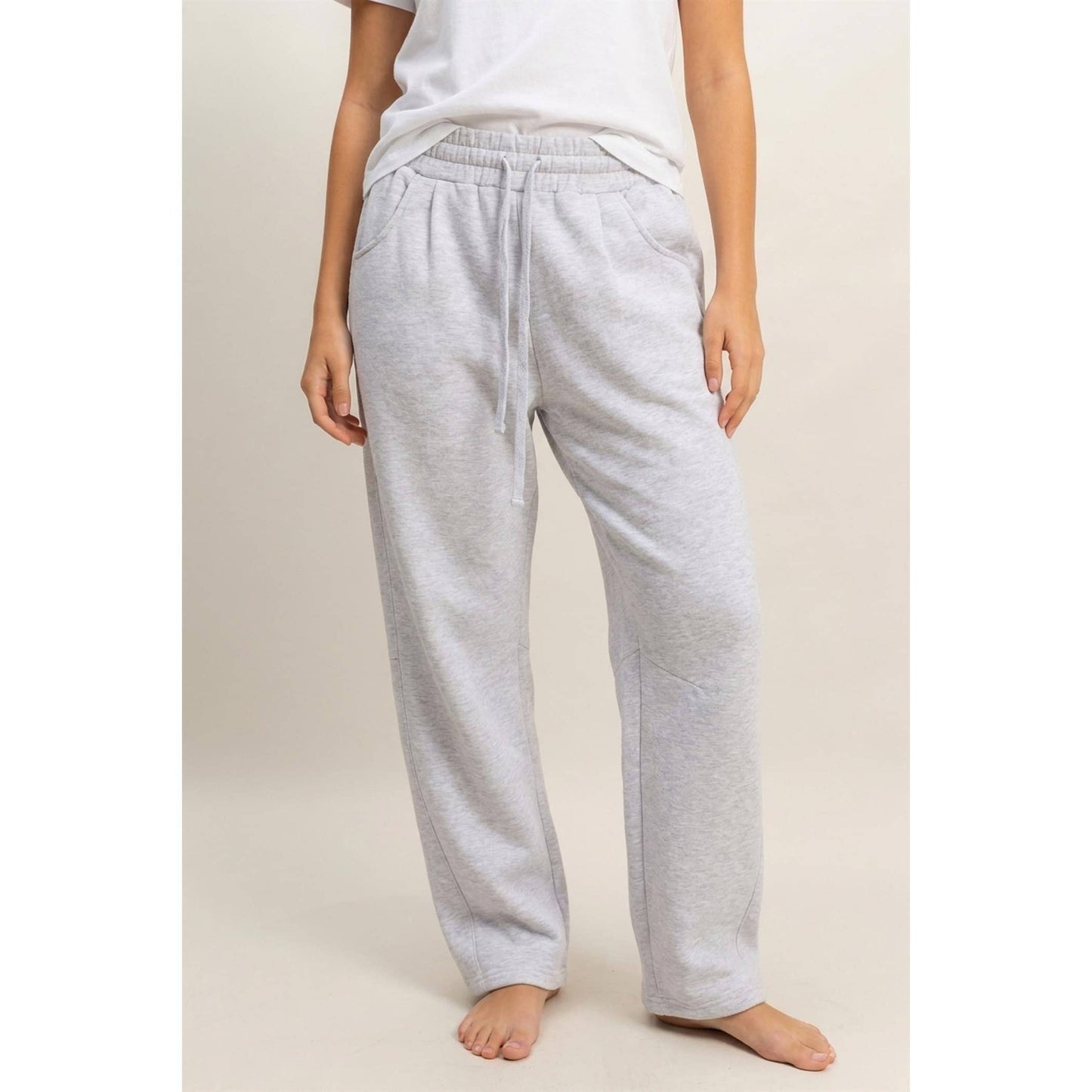 Drawstring Waist Barrel Sweatpants: BLACK / S-M-L(2-2-2)