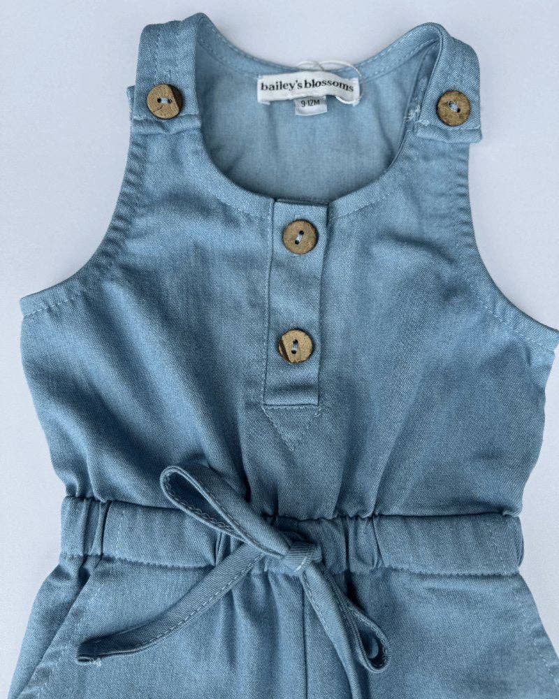 Ari Button Front Denim Jumpsuit