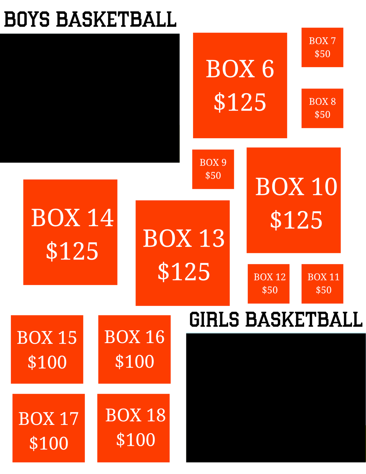 Winter Sports Program Sponsor Boxes