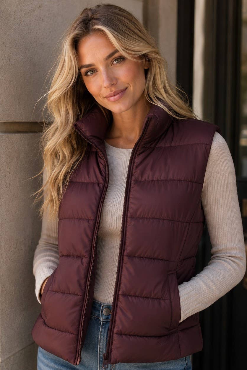 Quilted Zip-up Puffer Vest