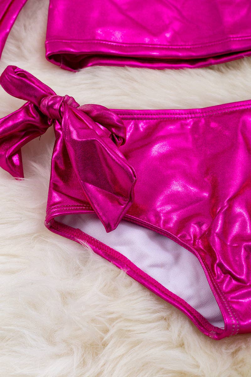 Metallic pink swim set