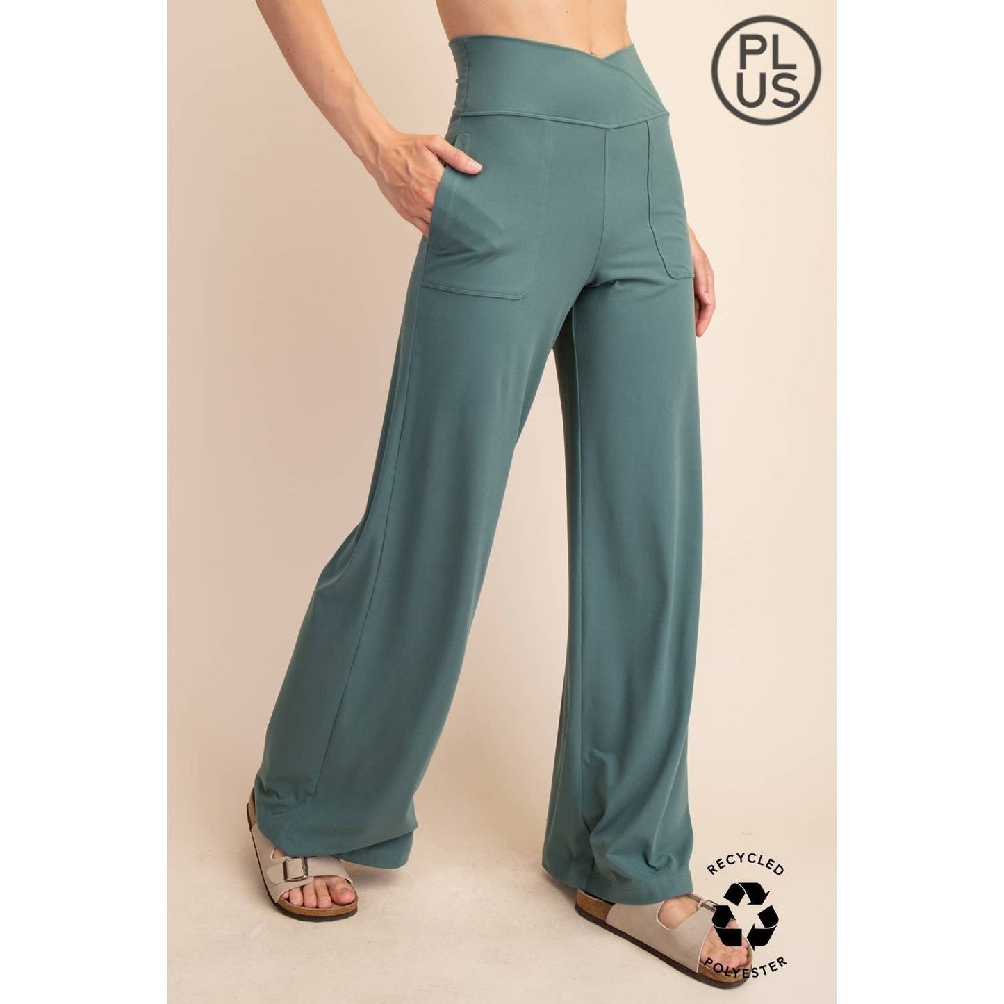PLUS SIZE BUTTER V WAIST WIDE PANT