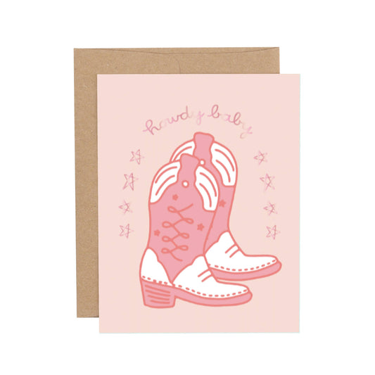 Howdy Baby Western Pink Greeting Card
