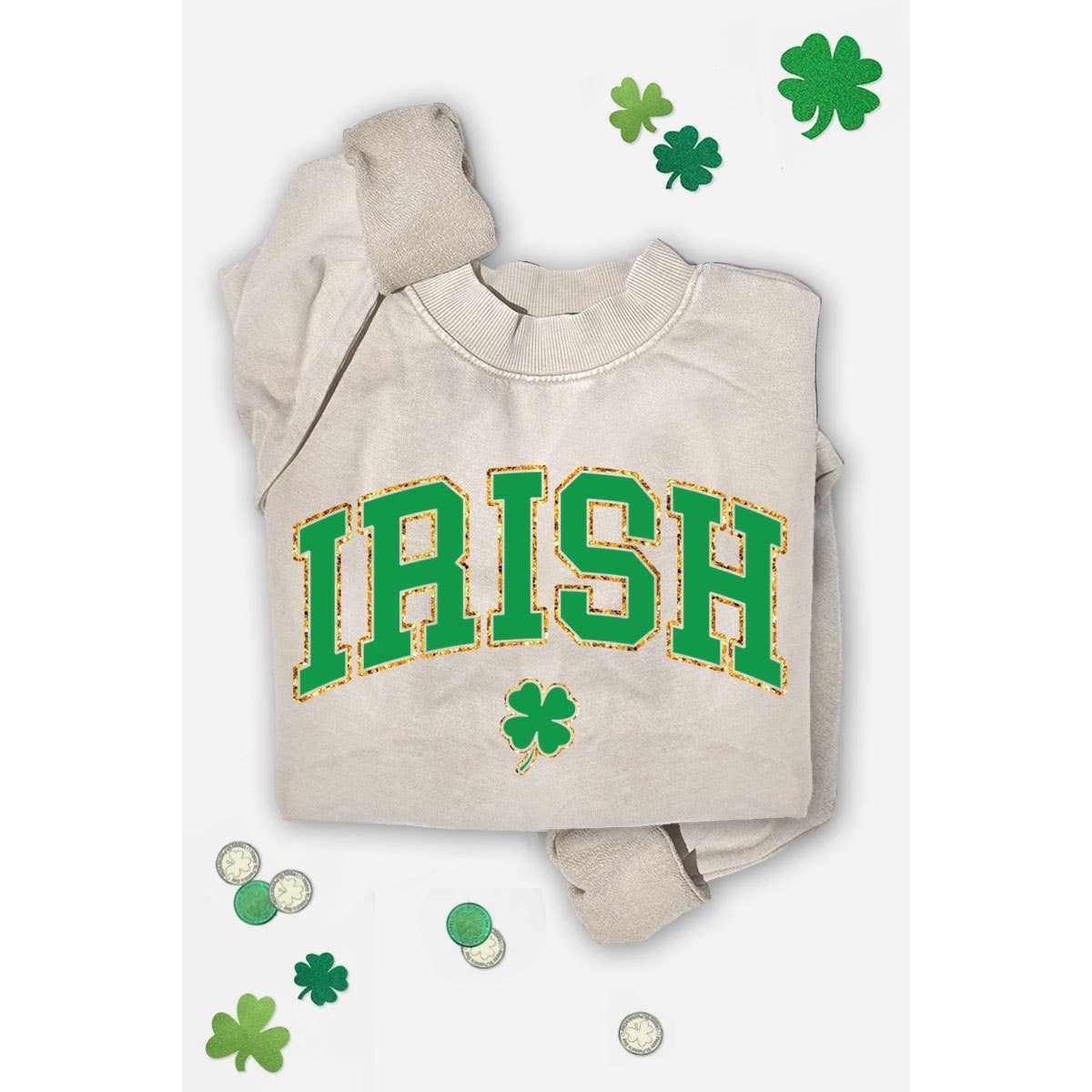 IRISH GOLD FOIL MINERAL GRAPHIC SWEATSHIRTS: MINERAL DUSTY GREEN