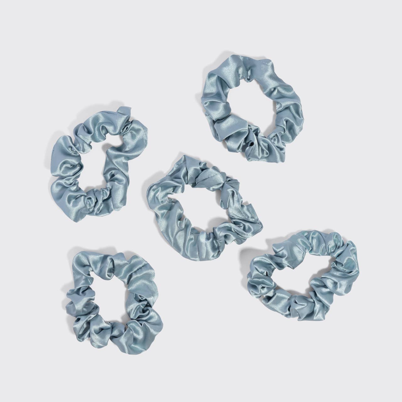 Satin Sleep Scrunchies 5pc Set - Haze Blue