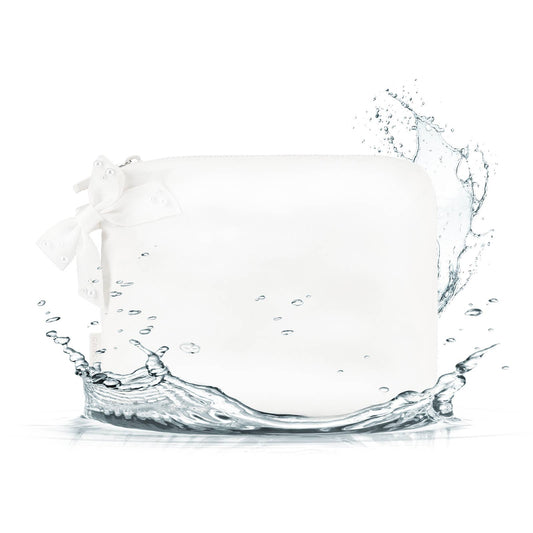 Case-Mate Ivory Pearl Bow Crinkle Makeup Bag