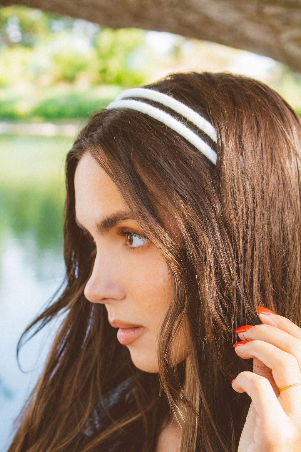 Thread Wrapped Double Headband: Red