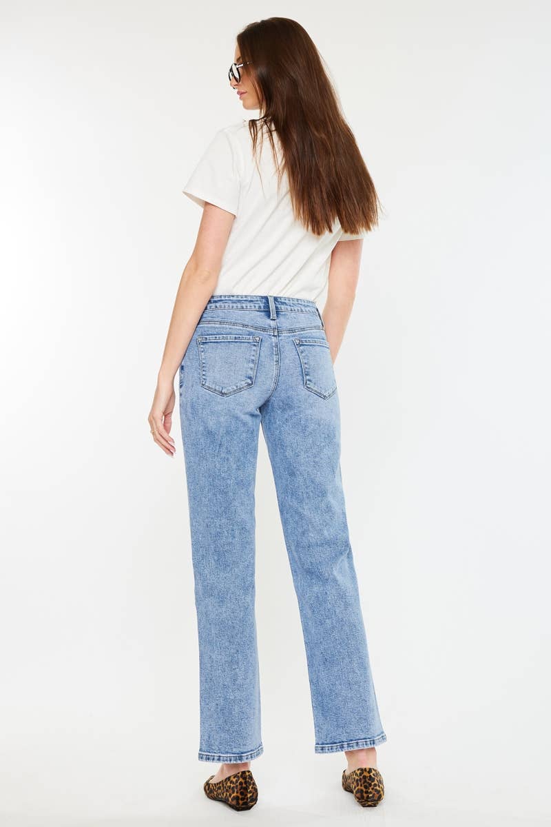 OPEN PACK MID RISE TRUE STRAIGHT JEANS-KC20092M: MEDIUM / 15/31