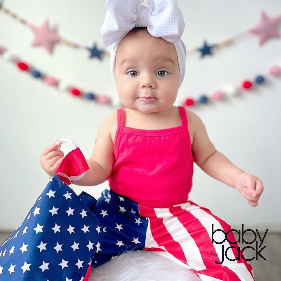 USA American Flag Red White Blue Learning Lovey Toy 8" x 8"