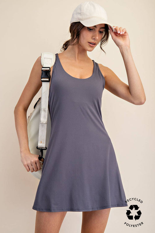 TENNIS ROMPER DRESS: Titanium