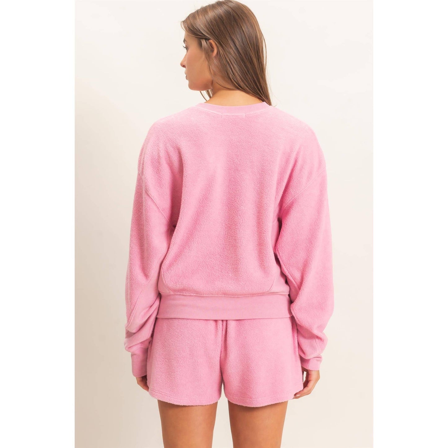 Contrast Sweatshirt & Shorts Set: DARK TEAL / S-M-L(2-2-2)