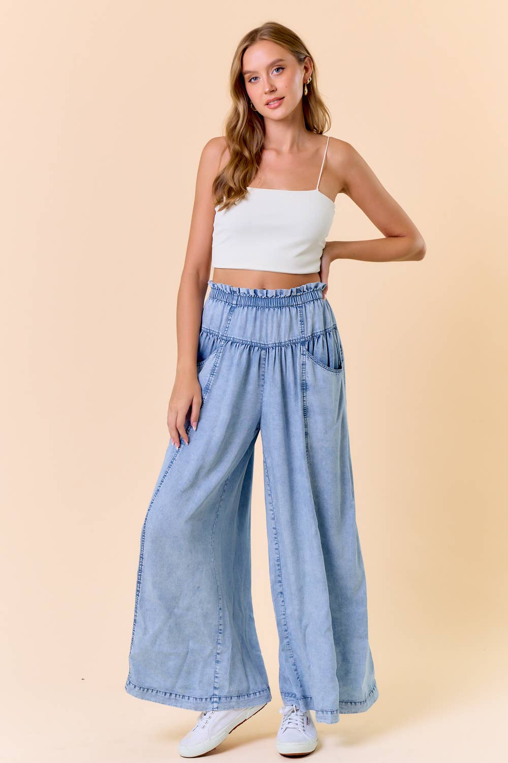 Tencel Denim Wide Leg Pants