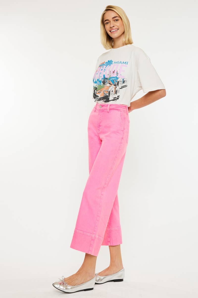 Kan Can HR WIDE LEG JEANS: NEON PINK