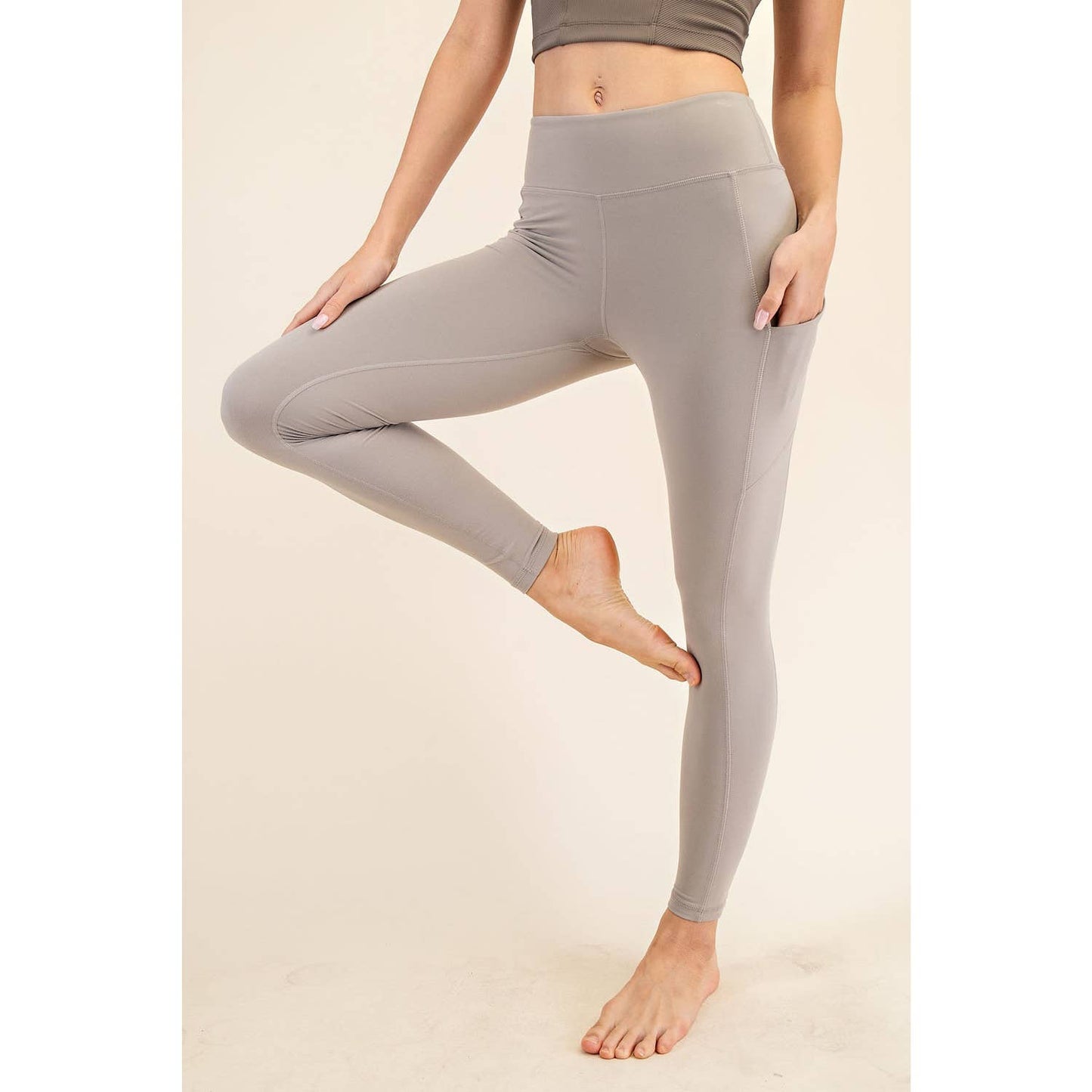 BUTTER BASIC LEGGING WITH POCKETS: Navy / S-M-L(2-2-2)