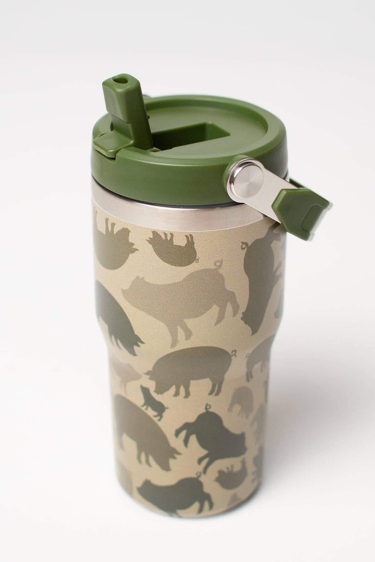 Pig Camo 20oz Kids Bucket Handle Tumbler