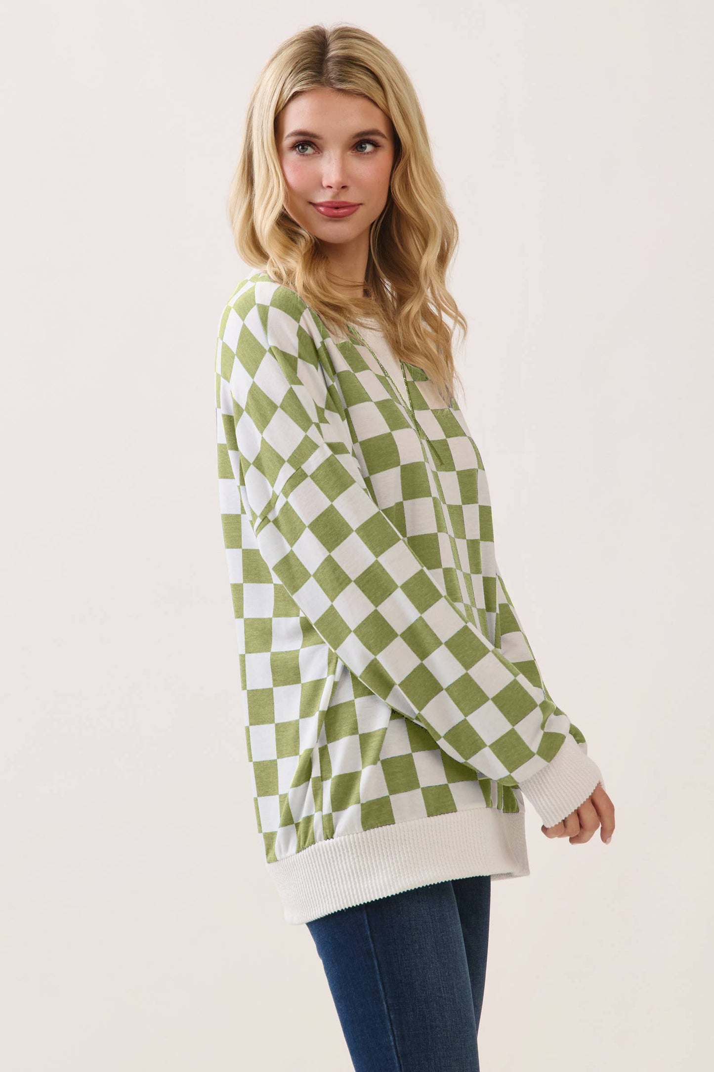 Checkered Drop Shoulder
