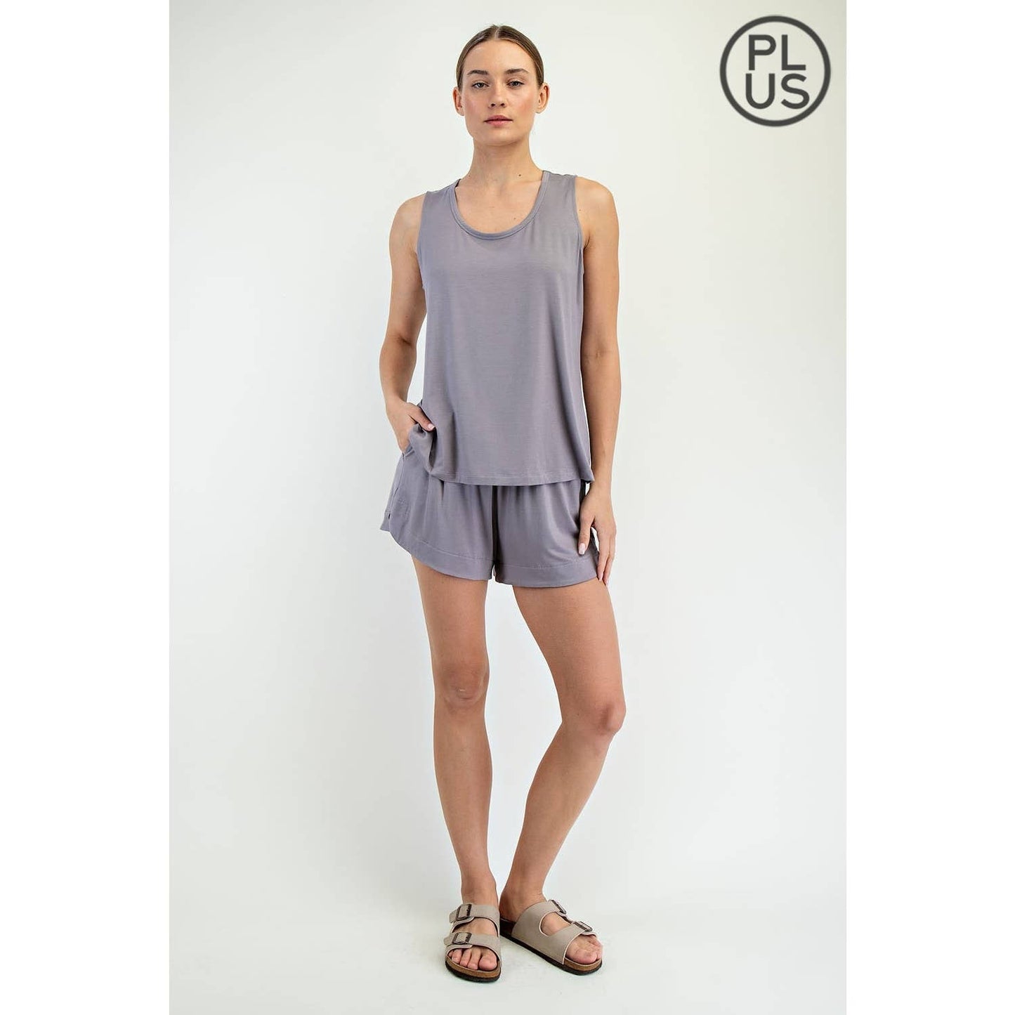 PLUS SIZE VISCOSE MODAL SLEEVELESS TANK: Black / 1X-2X-3X(3-2-1)