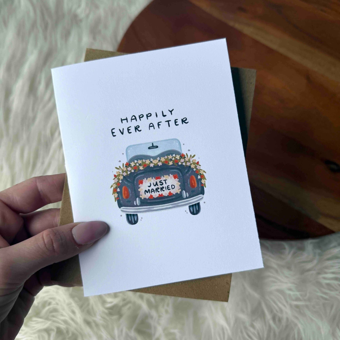 "Happily ever after" Just Married Wedding Card