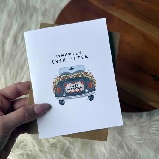 "Happily ever after" Just Married Wedding Card
