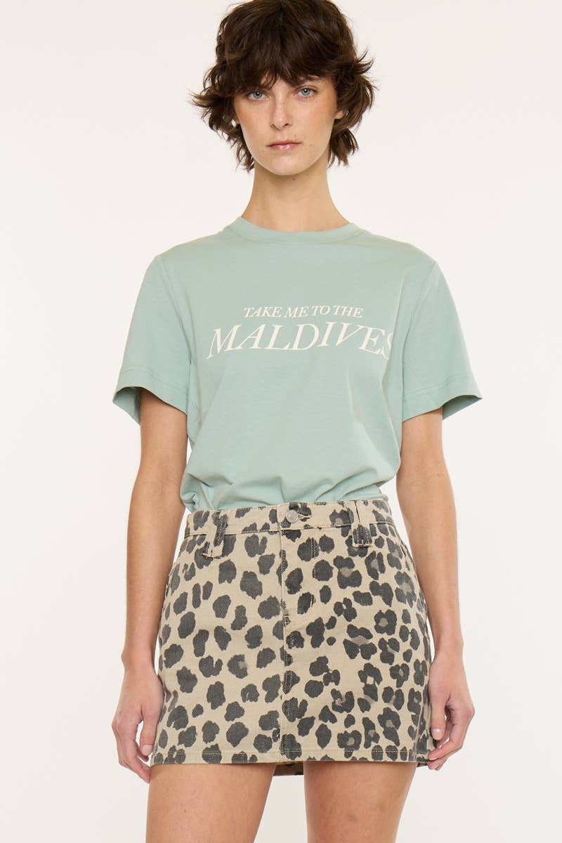 MID RISE MINI SKIRT-KC5552BE: BEIGE / S