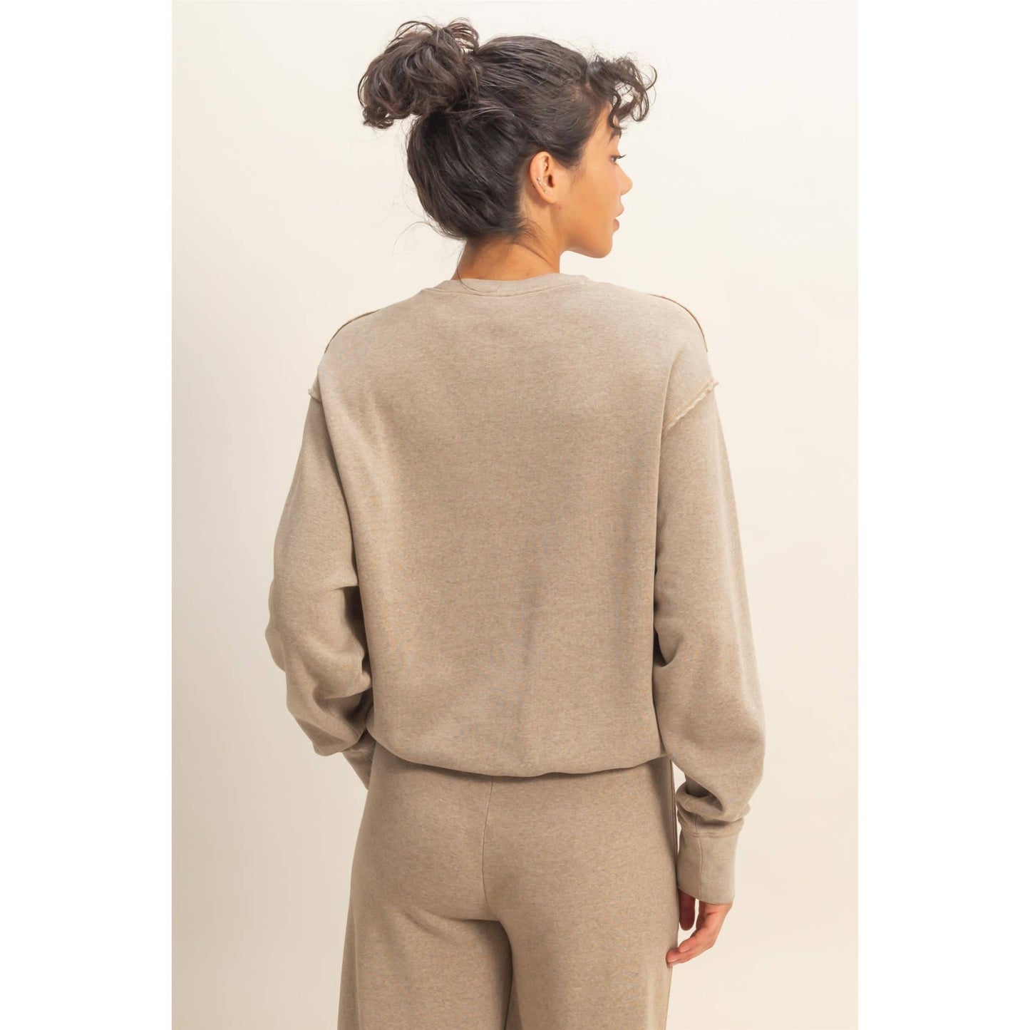 Raw Edge Sweatshirt: MOCHA