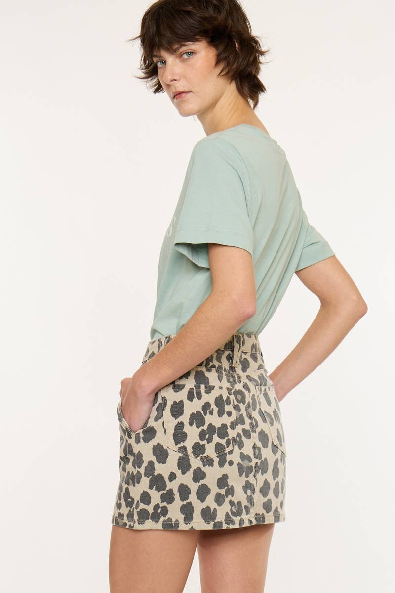 MID RISE MINI SKIRT-KC5552BE: BEIGE / S