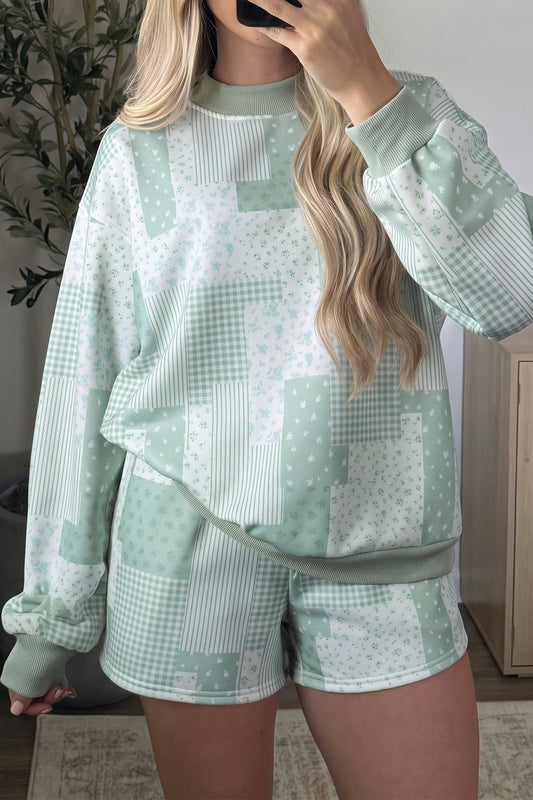 Floral Patchwork Shorts Set