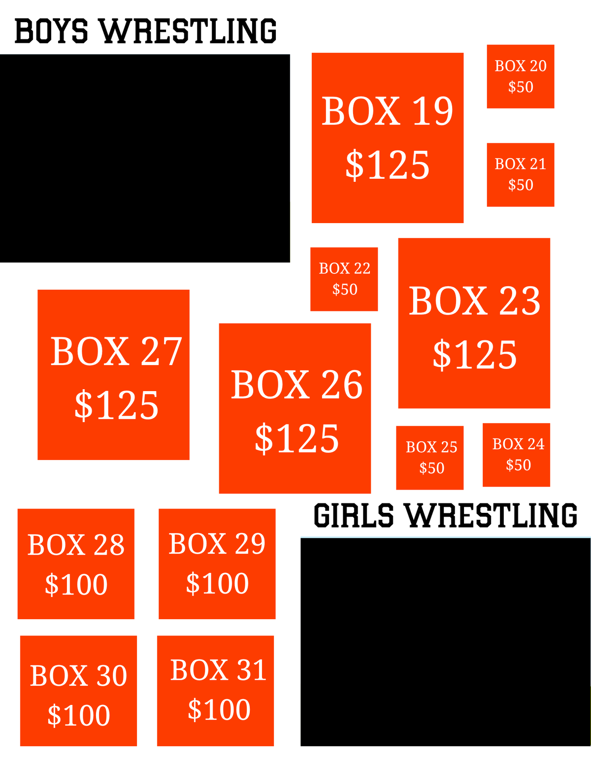 Winter Sports Program Sponsor Boxes