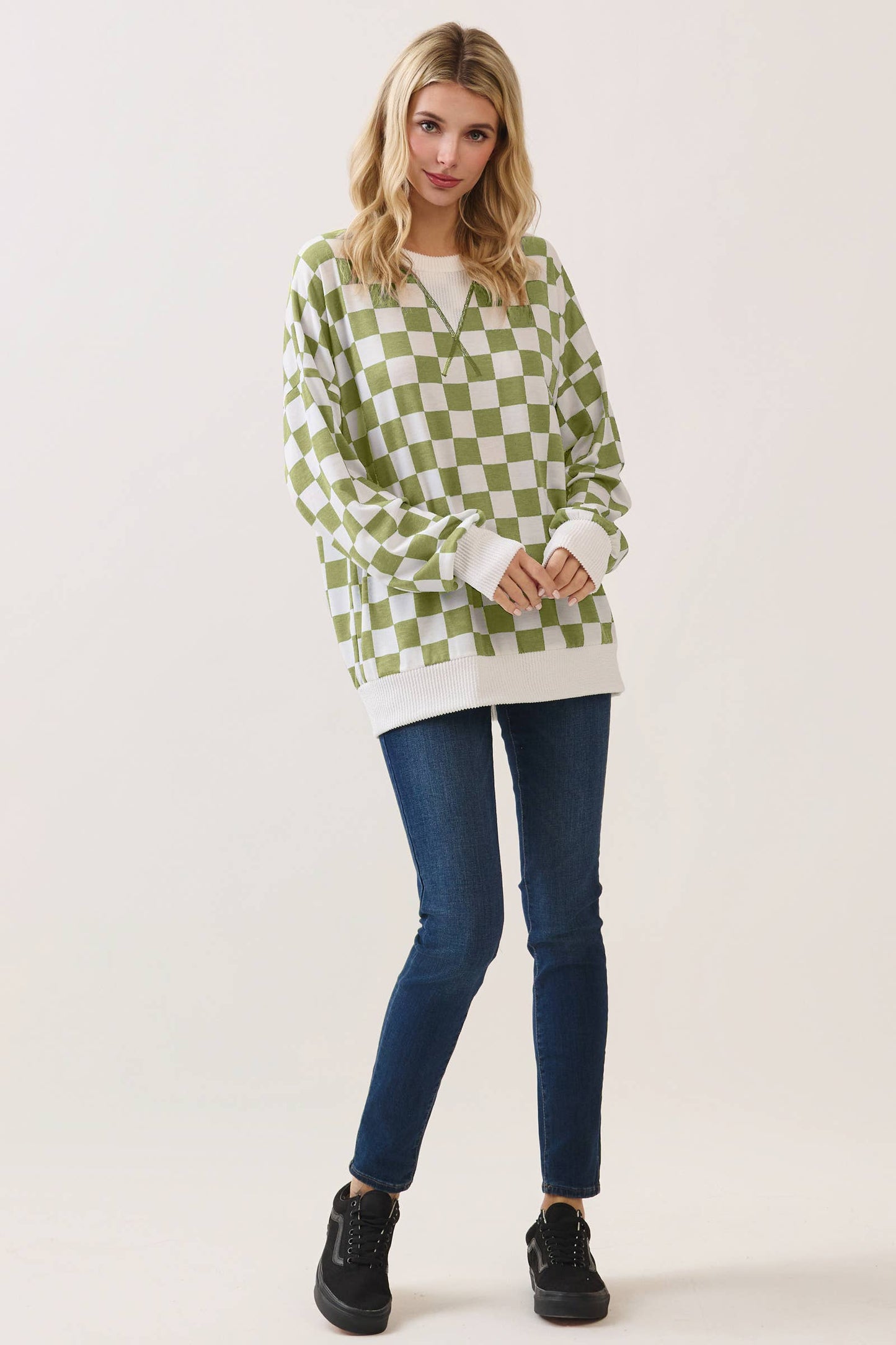 Checkered Drop Shoulder