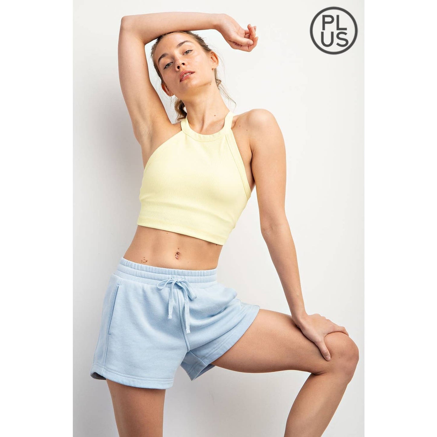 PLUS SIZE FRENCH TERRY BASIC SHORT: Lt Taupe / 1X-2X-3X(3-2-1)