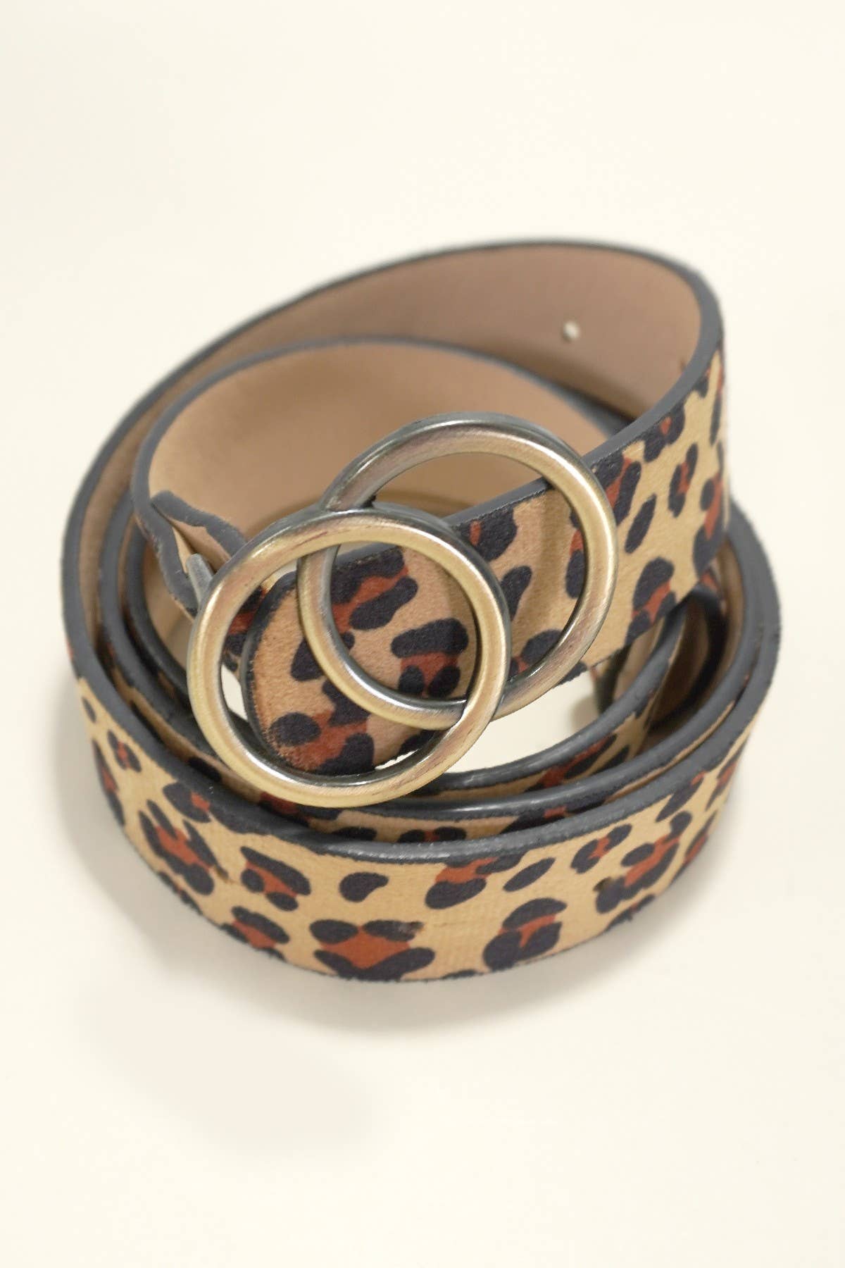 DOUBLE O BUCKLE FAUX LEATHER BELT: Leopard